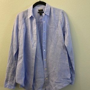 Baird Mcnutt Irish linen for J.Crew perfect button down blue shirt, size 00